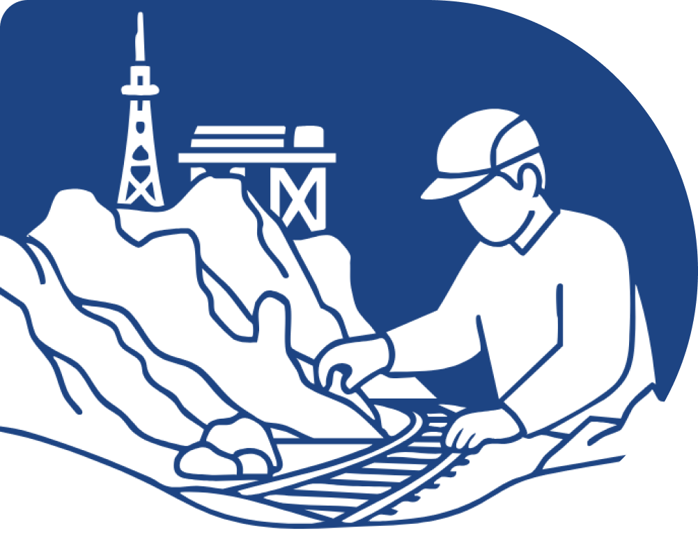 Illustration of a worker laying down railway tracks